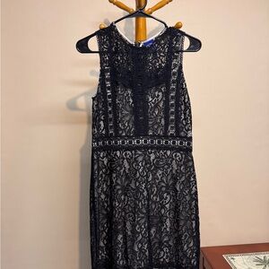 Disney Beauty & The Beast Black Lace Midi Dress - Sleeveless Floral Overlay